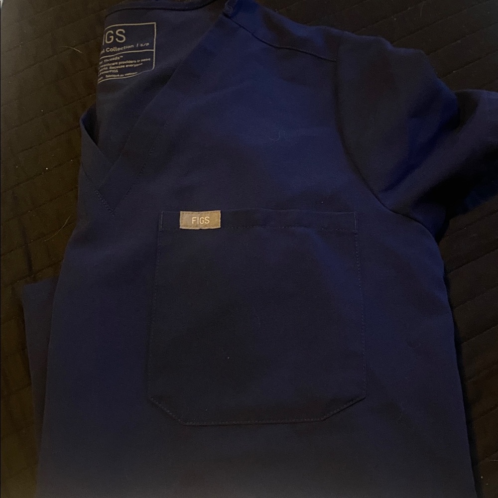 Figs Deep Blue V-Neck Scrub Top